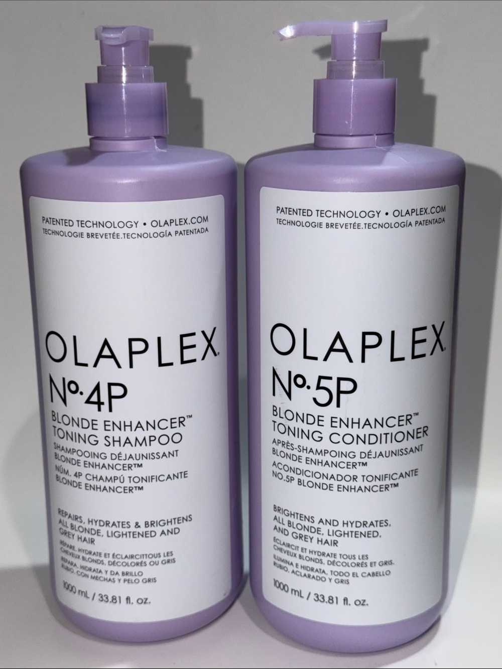 OLAPLEX BUNDLE No.4+5 BLONDE ENHANCER TONING SHAMPOO+CONDITIONER JUMBO SZ. NEW!